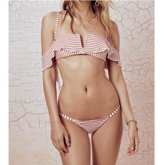 New!For Love and Lemons Coco Stripe Bikini Bottom *Only* - Picture 1 of 9